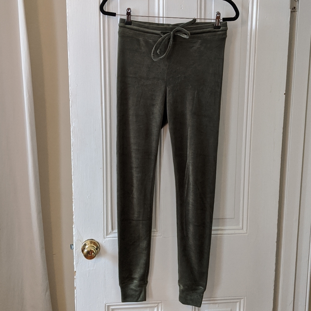 Green velour leggings